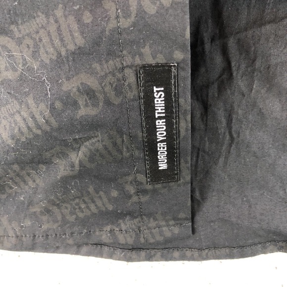 Liquid Death Shirt Mens Extra Large Black AOP Logo Long Sleeve Button Up Thirst - Picture 7 of 15